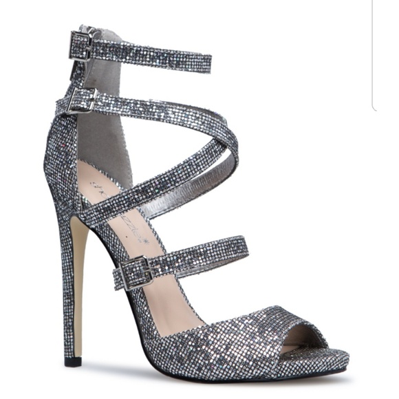 Silver Iridescent Strappy Sandals Heels Size 9 New - Picture 3 of 8